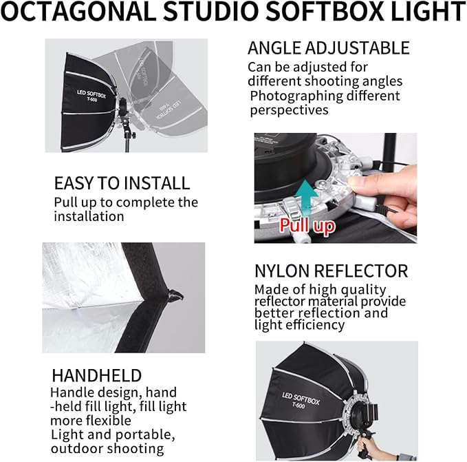 Octagonal Softbox LED Photography Light Kit - Image 4