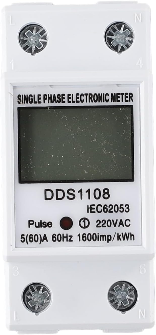 Digital Energy Meter LCD Display 50A 60A Single Phase Power Monitor Electric Consumption Meter with Backlight LED Pulse Indicator for Industrial Commercial Use(With backlight)