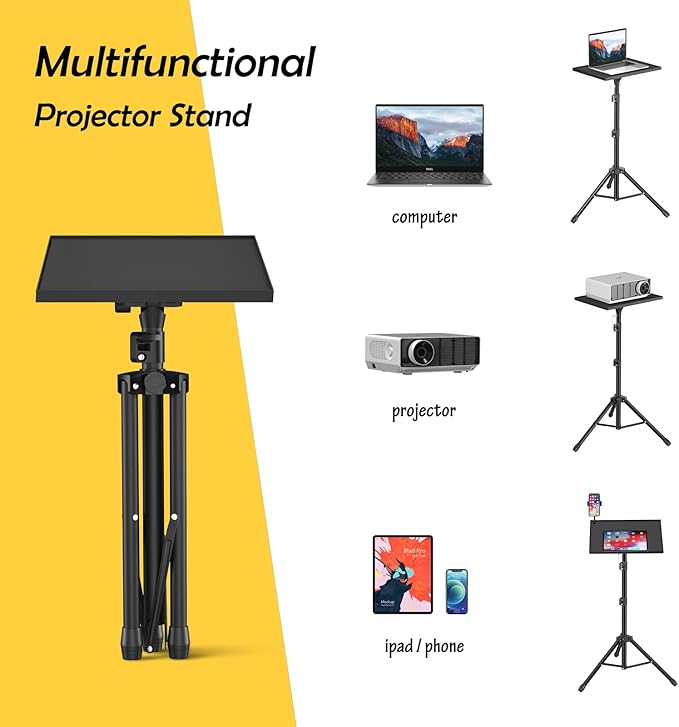 Facilife Projector Stand Tripod - Laptop Tripod Projector Stand Adjustable Height 22 to 47 Inch, Projector Tripod Stand, Tripod for Porjector, Projector Stand for Outdoor Movies
