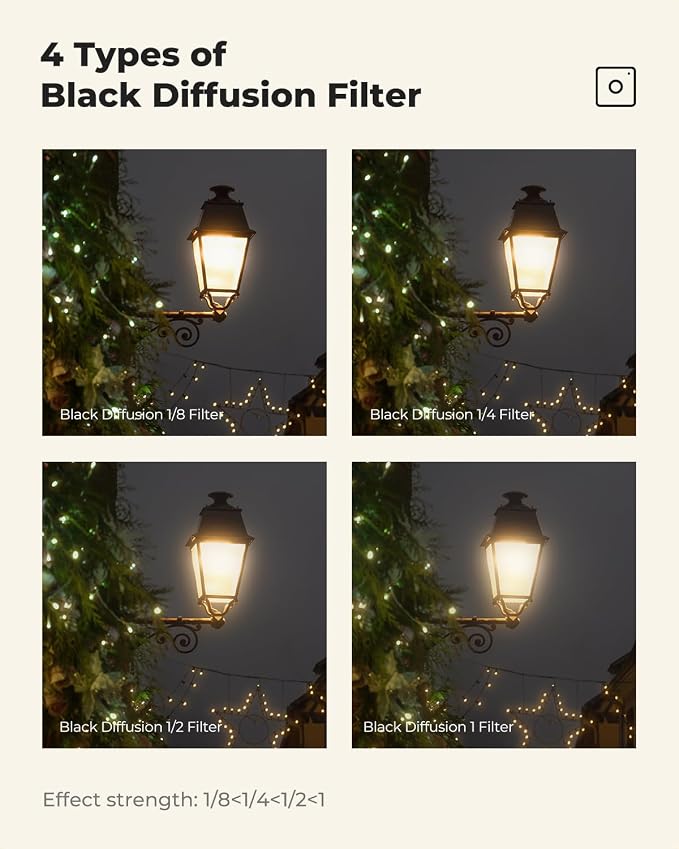 K&F CONCEPT 62mm Black Diffusion 1/8 Filter, Mist Dreamy Cinematic Effect Filter - Image 6