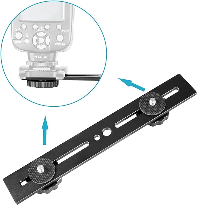Neewer 8"/20.3cm Dual Camera Mount Tripod Bracket - Image 4