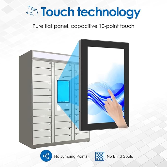 High Brightness 15.6 Inch Industrial Outdoor Open Frame Touch Screen Monitor Wall Mount Embedded Touch Monitor - VGA+HDMI+DVI Port - 16:9