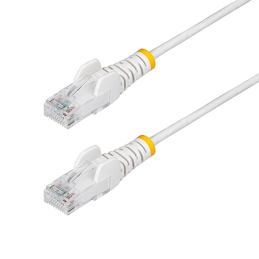 StarTech.com 6in White Slim CAT6 Ethernet Cable, Snagless RJ45, 28AWG Pure Bare by StarTech