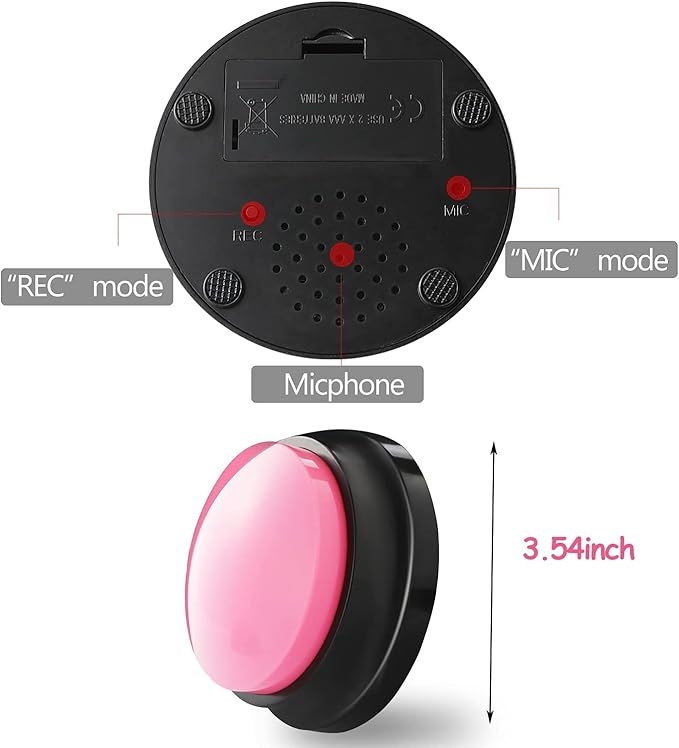 Voice Recording Button, Dog Buttons for Communication Pet Training Buzzer, 30 Second Record & Playback, Funny Gift for Study Office Home 4 Packs