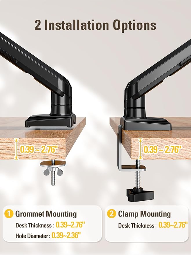 DreamAxis Dual Monitor Stand for 13-32 Inch Computer Screens, Dual Monitor Arms, Each Arm Holds 4.4-22lbs, Fully Adjustable Monitors Desk Mount with C-Clamp and Grommet Base, VESA 75x75/100x100mm