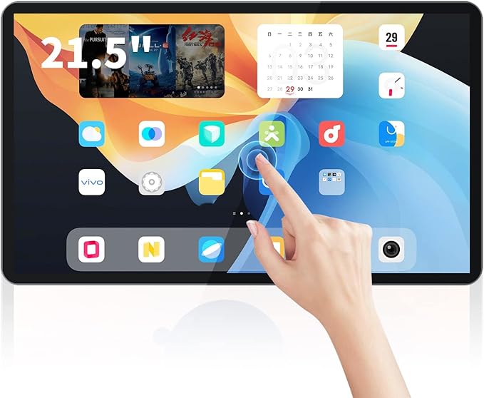 TouchWo 21.5 inch Android 14 Touchscreen Monitor Tablet, 16:9 FHD 1080P, WiFi & BT, Built-in Speakers, RK3576 8GB RAM & 128GB ROM, Smart Board for Classroom, Meeting & Game