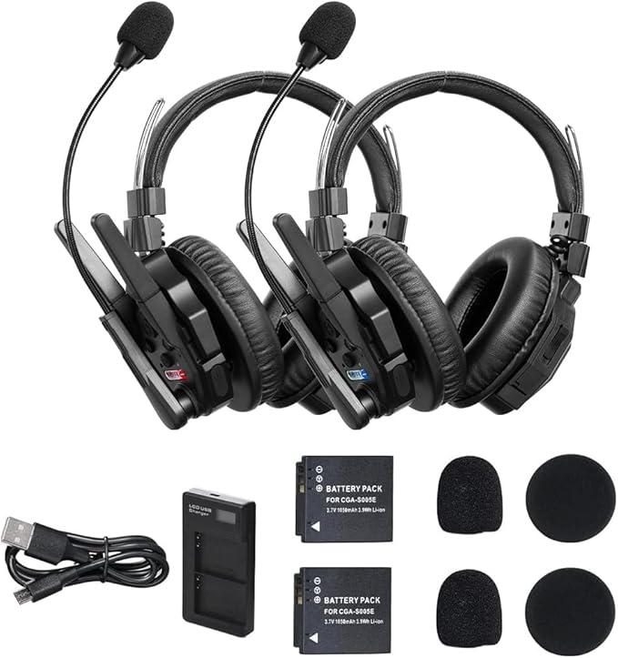 SYNCO XTalk XMax2 Wireless Intercom Headset System with Dual-Ear Design Telephone Headsets Communication System Random Master Device,2.4GHz Full Duplex 500 M/1640 FT Real-time Monitoring