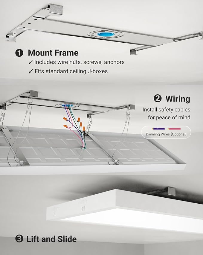 Sunco 1x4 LED Flat Panel Light, Dual Selectable CCT 3500K/4000K/5000K & Selectable Wattage 30W/40W/50W, 5700LM, 0-10V Dimming, Matte White Drop Ceiling Fixture - UL, DLC