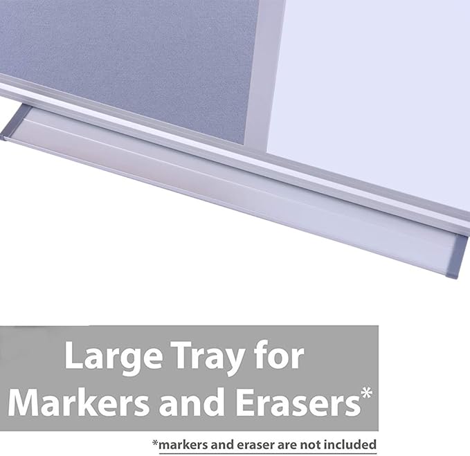 48x36 inch Large Magnetic Combo Board - Dry Erase Whiteboard & Grey Bulletin Board Combination | Framed Corkboard & Magnetic Whiteboard for Office, Classroom, Home | Durable Aluminum Frame
