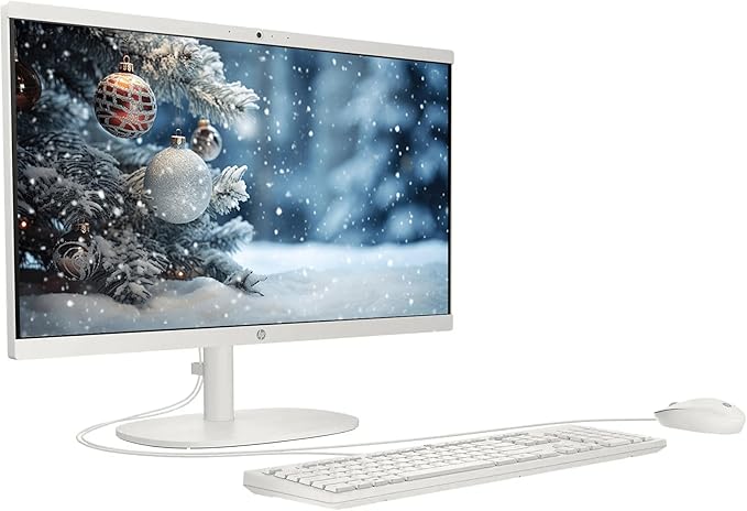 HP 21.5" FHD All-in-One Desktop Computer, Dual-Core Intel Celeron, Windows 11 Pro, Snow White (Renewed) (Snow White, 8GB RAM | 512GB SSD)