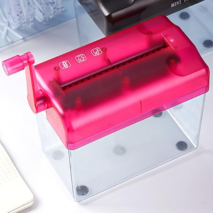 JOINPAYA Manual Desktop Paper Shredder Small Handheld Household Manual Shredder Portable Paper Cutting Tool for Home Office Use Red