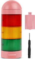 KADAMS Visual Timer for Kids with Audio Pre-Alarm - Traffic Light Alarm for Kids Toddler Teachers Classroom Home Time Management Tool 24hr Countdown Pause Memory Function, Pink