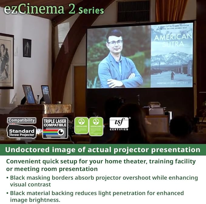 Elite Screens ezCinema 2, 120-inch 4:3 Aspect Ratio Portable Manual Floor Pull Up with Scissor Backed Projector Projection Screen Office Classroom Church Home Theater + Carrying Bag, F120NWV2