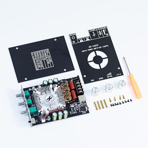 Hosyond ZK-1602T 2.0 Channel Bluetooth 5.0 Amplifier Board 160W+160W Stereo Audio Bluetooth Amp with Treble Bass Control for DIY Home Speakers