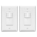 LIDER Motion Sensor Switch with Wall Plate, UL Listed, PIR Sensor Switch, Occupancy/Vacancy, No Neutral Required, Ground Wire Required, 1-Pole, Modern Smart Home, White, Wall Plate Included, 2 Pack