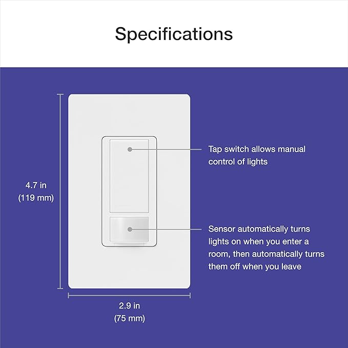 Lutron Maestro Motion Sensor Light Switch Indoor for Bathroom, Garage, Laundry Room, Any Bulbs, Occupancy Vacancy Sensor, Single-Pole, MS-OPS2-TP, Taupe