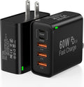 2Pack USB C Fast Charger Block, Total 60W 5-Port USB C Wall Charger 30W Type C Charging Block, 2USB C+3USB A PD 3.0 Multiport Charging Cube for iPhone 17 16 15 14 Pro Max, G-alaxy S25 S24 Ultra, i Pad