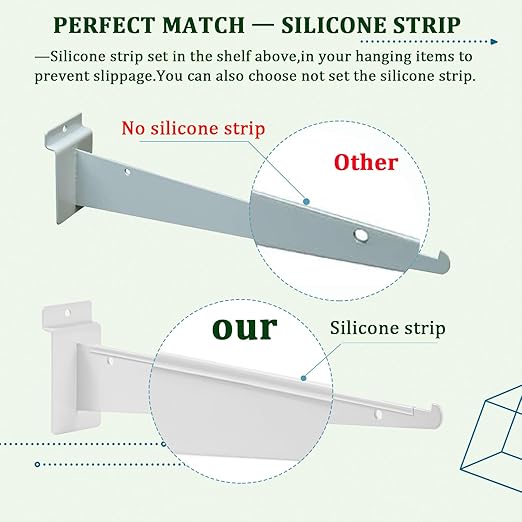 AYAYGD 10 Pack Slatwall Knife Shelf Bracket, 8 inch Slatwall Bracket for Shelves, Heavy Duty Metal Slatwall Accessories with Lip for Slat Wall Panels Shelving Display Home Commercial, White