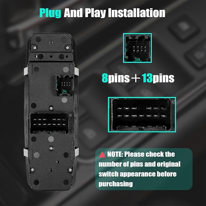 Master Power Window Control Switch for 2013 2014 2015 2016 Dodge Dart 68271203AB 56046568AC 56046553AB, 8+13 Pins, Front Left Driver Side Door Lock Window Controller