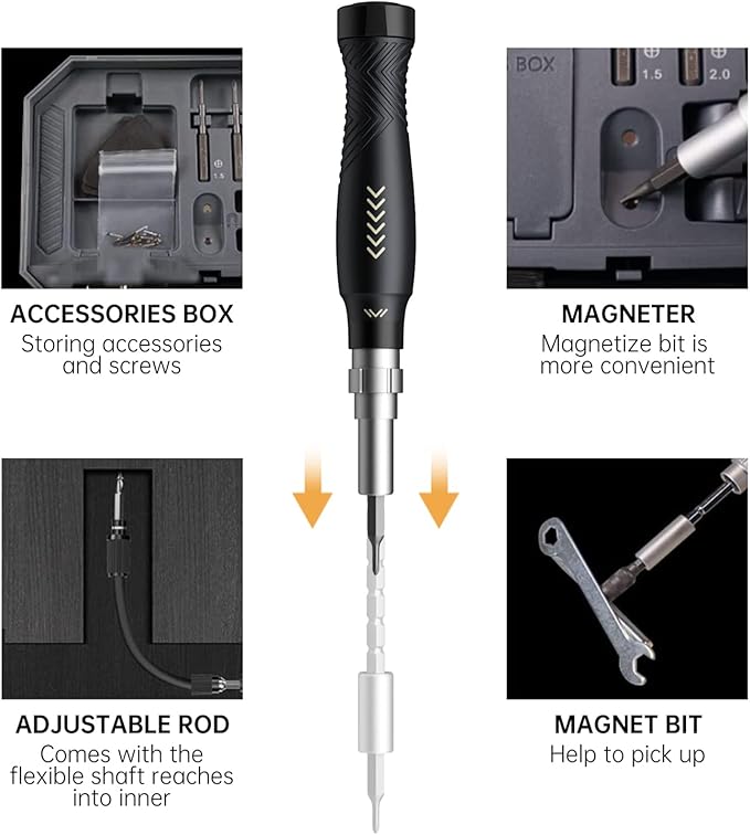 Precision Screwdriver Set, Laptop Screwdriver Kit, JAKEMY 164 in 1 Professional Computer Screwdriver Repair Kit with T6 Torx Bit for MacBook, iPhone, Watch, Camera, Eyeglass, Xbox, DIY