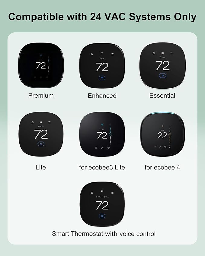 WUKUR Power Extender Kit for ecobee Smart Thermostat Premium, C-Wire Adapter Compatible with ecobee3 Lite, Premium, Enhanced, Essential, Lite, for ecobee4 and Smart Thermostats with Voice Control