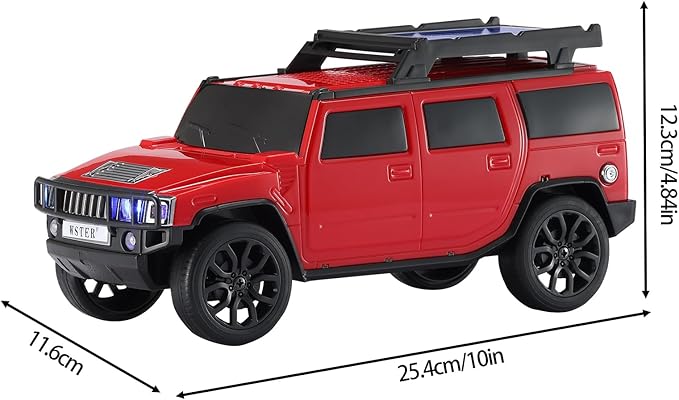 WSTER WS-696 Solar Bluetooth Replica Speaker – Portable Modern Off-Road Car Design with HD Sound, TWS, LED Party Light, USB/TF Playback, FM, Built-in Microphone, Surprise Gift(Red)