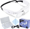 YOCTOSUN Magnifying Glass with Light, 0.75X-4.0X Magnifying Glasses, Head Magnifier Glasses with 3 LED Lights and 5 Lenses, Rechargeable Hands Free Headset Magnifier for Close Work Crafts Jewelry