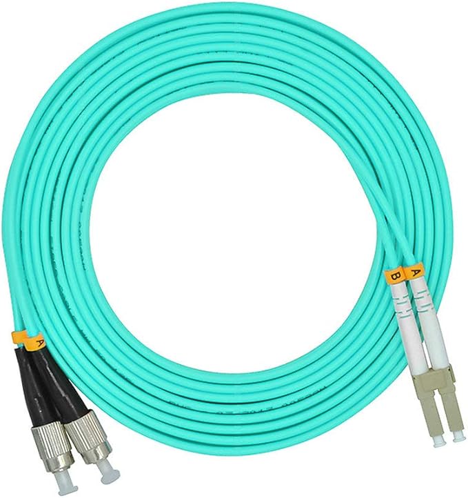 Jeirdus 100 Meters 328ft LC to FC Duplex 50/125 10G OM3 Multi-Mode Fiber Optic Cable Jumper Optical Patch Cord LC-FC