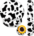 Keyboard Wrist Rest and Mouse Pad Wrist Support Set with Coasters,Non-Slip PU Base Ergonomic Gaming Mousepad for Home Office Working Studying Easy Typing & Pain Relief,Cute Cow Print