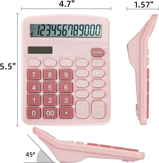 Noamus 4 Pack Handheld Desktop Calculators, Solar Battery Dual Power Basic - Image 2
