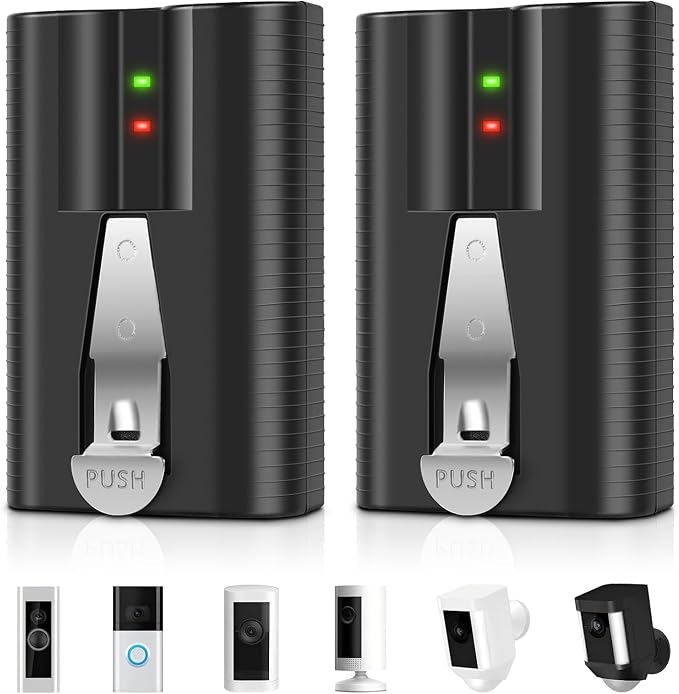 Replacement Ring Battery 2 Pack, 6040mAh Model v4 Rechargeable Battery by QuasuHaven