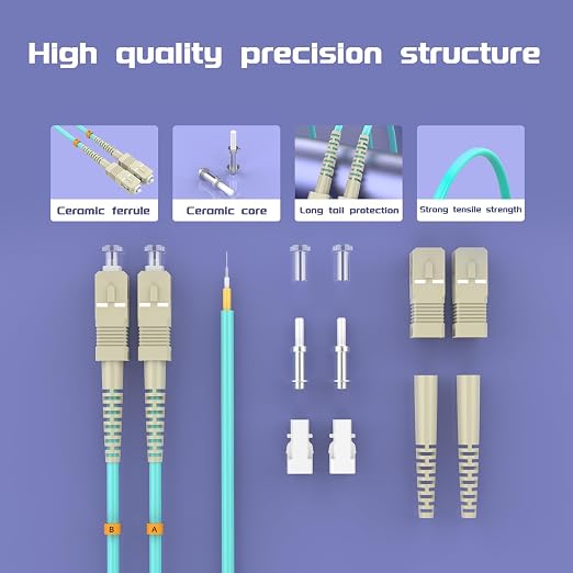 Fiber Patch Cable OM3 SC/UPC to ST/UPC 4ft/1meters, 10Gb/Gigabit MultiMode - Image 4