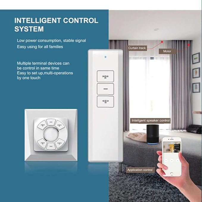 OlideSmart DIY WiFi Smart Automatic Curtain Motor Track System, Automatic Curtain Motor, Blinds Tracks, Length can be Customized (White, 2.2m)