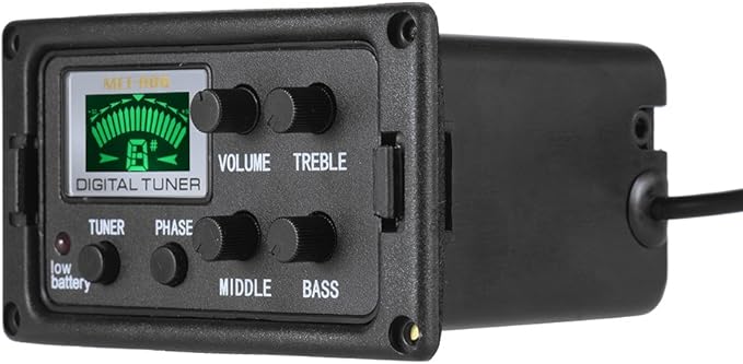 Acoustic Guitar Tuner, 3-Band EQ Equalizer LCD Display Volume Control Bass Middle Treble Knob for Acoustic Guitar