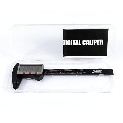 UNIPEC 6″ Digital Caliper – Large LCD, Metric/Imperial/Fraction, 0.0005 in / 0.01 mm, 4-Mode Measure (Outside/Inside/Depth/Step), Hard Case