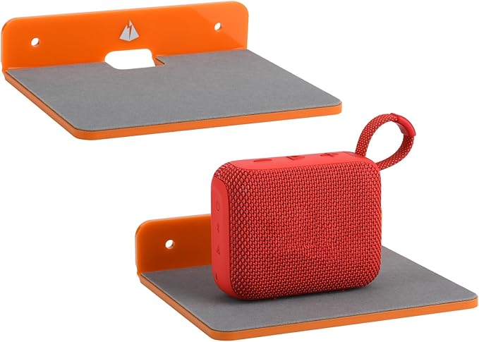 TXEsign Wall Shelves - 2 Pack, Small Wall Mount for Speaker, Webcam, Cell Phones, Display Shelf (Orange, Medium)