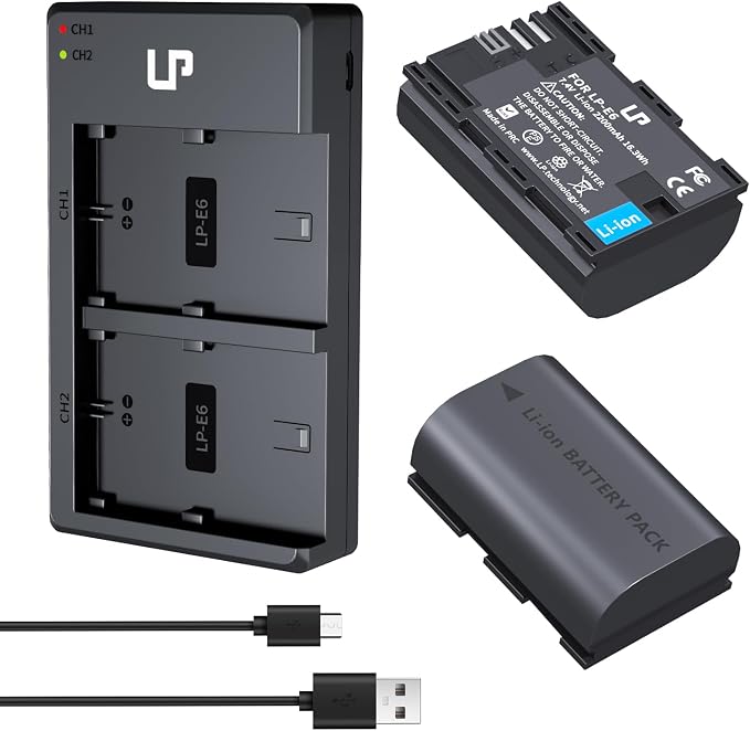 LP LP-E6 E6N Battery Charger Pack, 5D Mark II, 6D Mark II, 7D Mark II, XC10 by LP