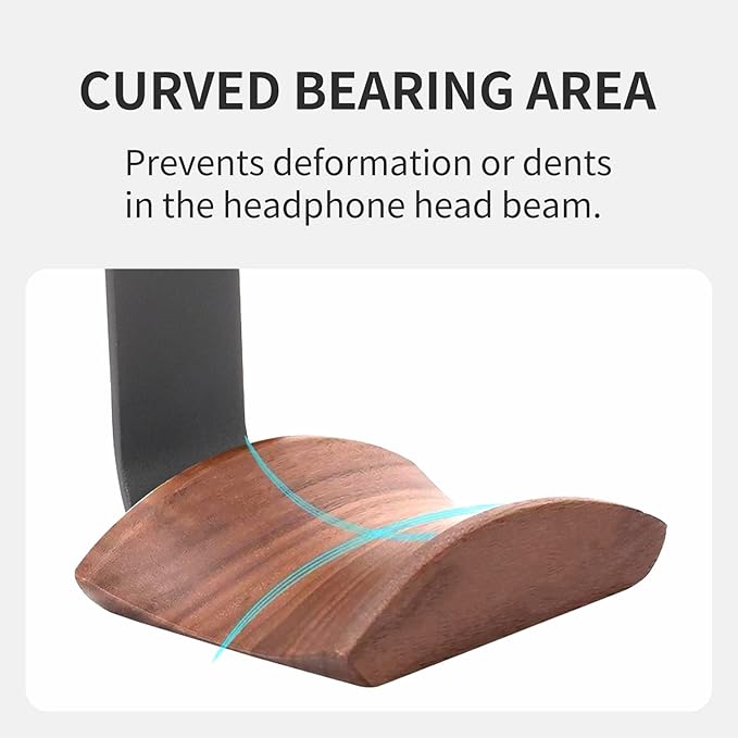 Mt.Jun Beech Wood Headphone Wall Mount Holder, with VHB Adhesive Tape and Screw, Holds 10 lbs (Black & Beech Wood)