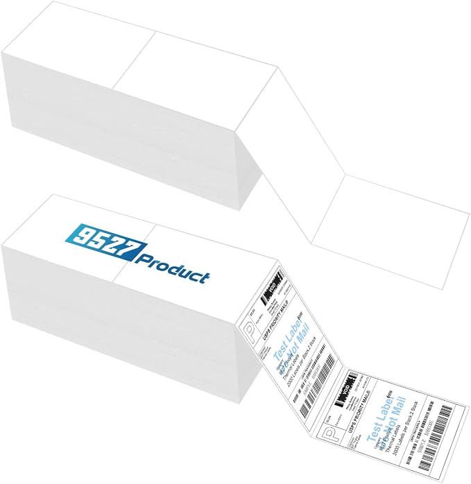 9527 Product 4" x 6" Zebra Fanfold Direct Thermal Shipping Labels, 2 Stacks by 9527+Product