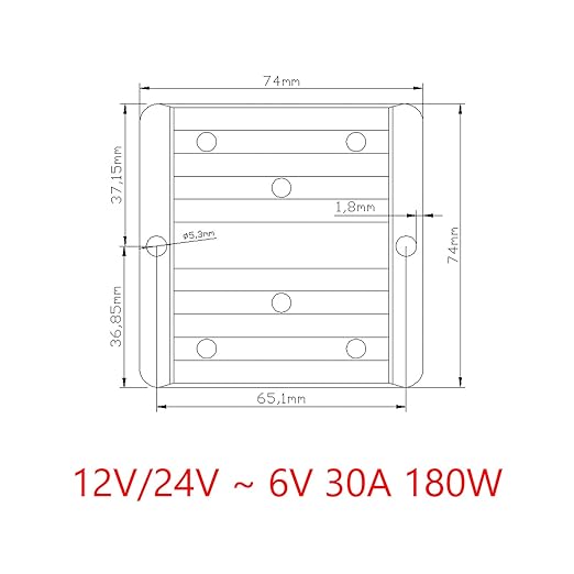 Areyourshop Waterproof 12V/24V to 6V 30A 180W Step Down DC/DC Power Converter Regulator