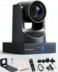 Prisual NDI 6.1.1 PTZ Camera, Ai Auto-Tracking, 20x Optical Zoom LAN USB3.0 PoE HDMI PTZ Camera for Church Services Worship Education Live Events(Official NDI Certified) PT20X-UL-N
