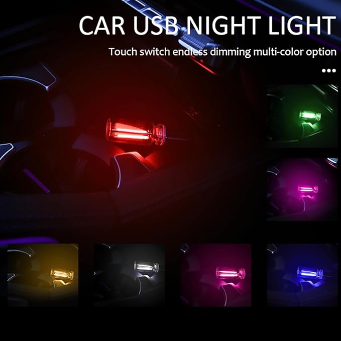 Car USB Night Light Bulb, Touch Dimmable Car Interior Ambient USB LED Lights Lamp,Portable Mini Glass Bottle Night Lamp, for Camping, Holiday Decoration, Party, Bedroom,Purple