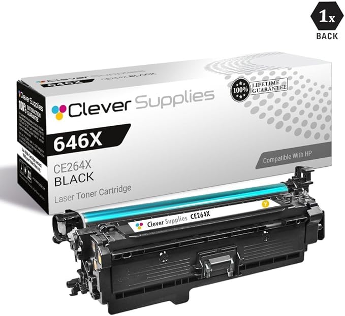 CS Replacement Toner Cartridge Compatible with HP CM4540fskm CE264X Black CF031A Cyan CF032A Yellow CF033A Magenta 646A & 646X Color CM4540f MFP Color CM4540fskm 8 Color Set
