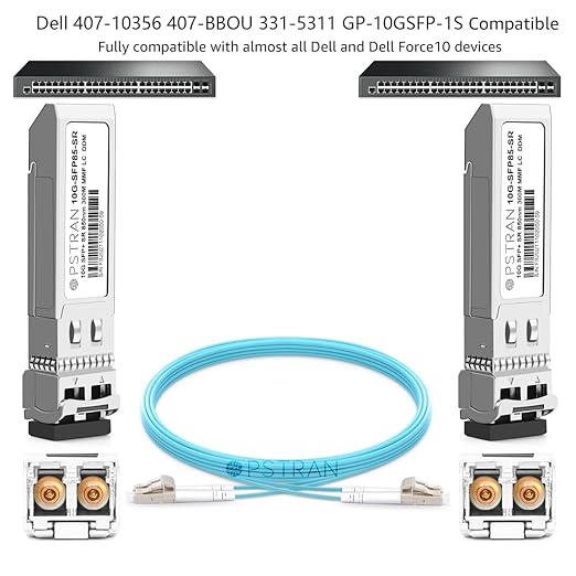 OPSTRAN 10GBASE-SR SFP+ Optical Transceiver Module Compatible with Dell 407-10356 407-BBOU 331-5311 Dell Force10 GP-10GSFP-1S 850nm 300m DDM Duplex LC MMF