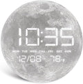 HOMLOVE Digital Desk Clock with Large LED Display, Moon Modern Date Temperature Clock [TYPC-in] for Shelf, Table, Mantel or Bedside, (Moon, 7.87 INCH)