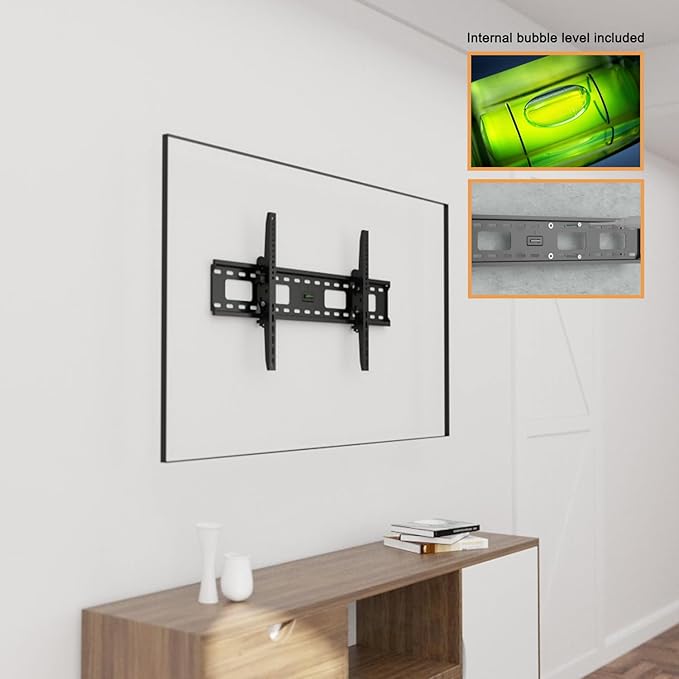 Ultra Slim Tilt TV Wall Mount Bracket for Samsung QET 75" Class 4K UHD Commercial LED Display - QE75T - Low Profile 1.7" from Wall, 12° Tilt Angle, Easy Install