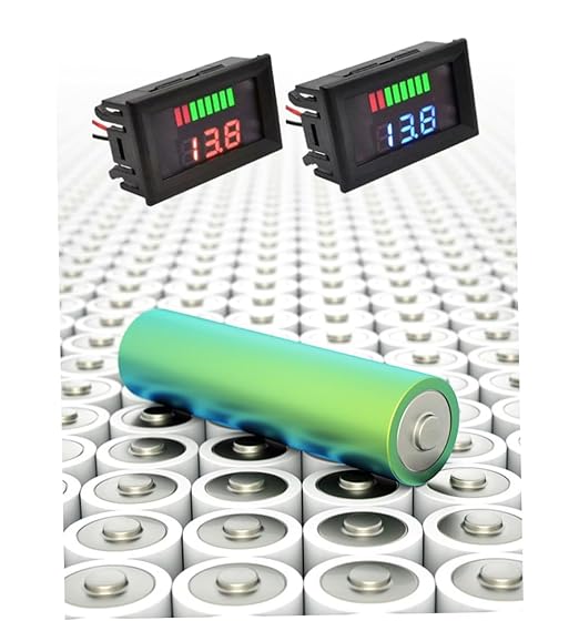 Battery Charge Level Indicator Car Battery Capacity Meter Tester Checker 12V-60V Blue Motorcycle Checker Auto Tester Fuel Gauge Indicator