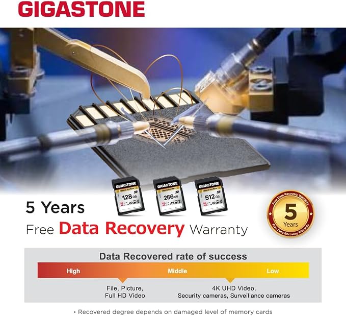 【5-Years Data Recovery】 GIGASTONE 256GB SD Card 2-Pack, 4K Camera Pro MAX - Image 7