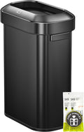 EKO Urban 24 Gallon/90 Liter Open Top Stainless Steel Slim Commercial Trash Can, Tall Kitchen Trash Bin, Heavy-Duty Commercial Grade Large Garbage Bin for Home, Office, Hotel, Restaurant, Matte Black
