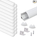 VST 20Pack 1 ft LED Aluminum Channel with Milky White Cover V Shape 16x16mm, Led Strip Light Track with End Caps and Mounting Clips Accessories for Living Room, Kitchen